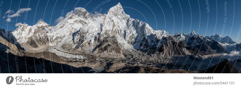 Nepal, Himalaya, Khumbu, Everest region, Everest and Nuptse sky skies nature natural world outdoors outdoor shots location shot location shots Mount Everest