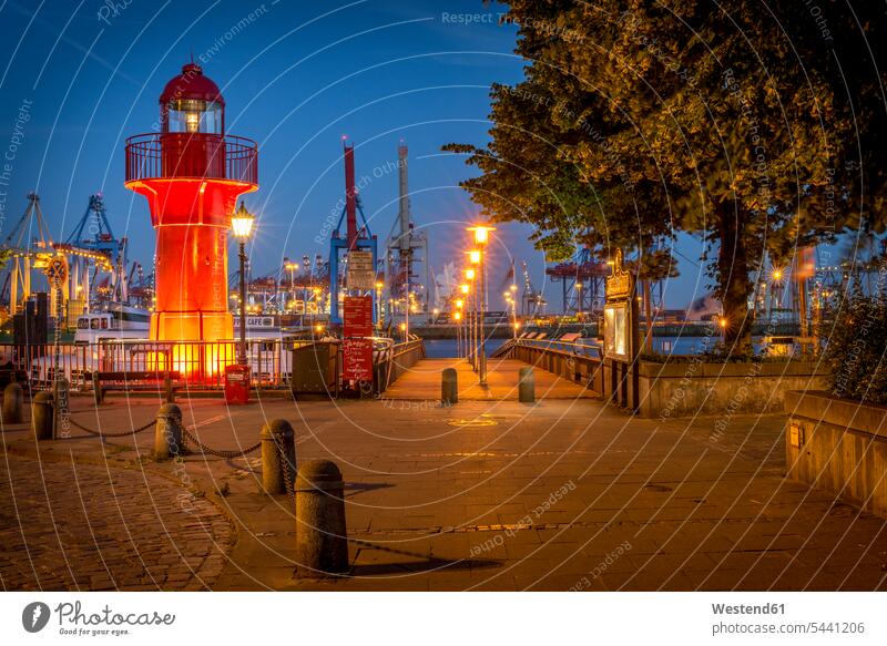 Germany, Hamburg, Oevelgoenne, view to harbour at night City Break City Trip Urban Tourism Ovelgonne Absence Absent atmosphere atmospheric mood moody