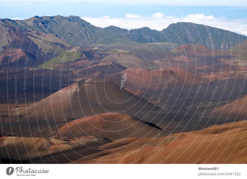 USA, Hawaii, Big Island, Haleakala National Park, crater brown volcanism vastness wide Broad Far copy space wideness craters rural scene Non Urban Scene