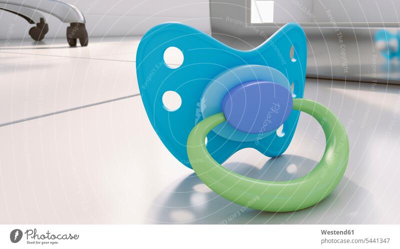 Pacifier lying on office floor, 3d rendering 3D Rendering 3D-Rendering compatibility business business world business life family planning offices office room