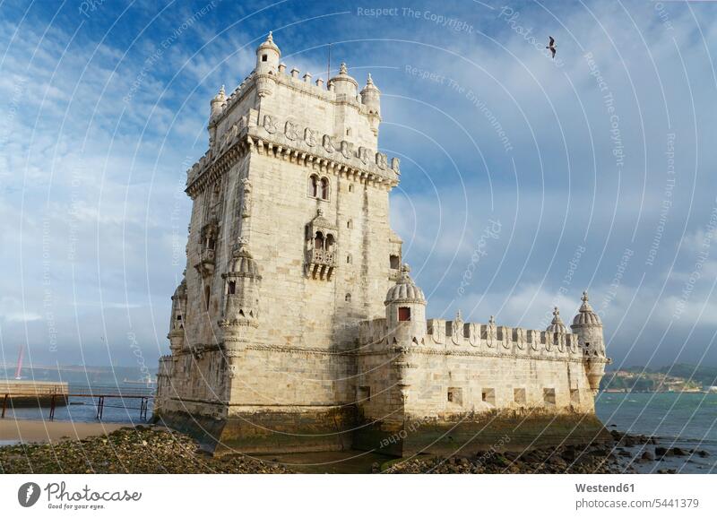 Portugal, Lisbon, Tower of Belem cloud clouds City Break City Trip Urban Tourism historical tower towers Travel destination Destination Travel destinations