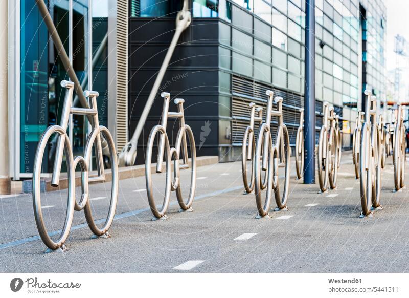 Norway, Oslo, Bjorvika, modern architecture, dock area, barcode houses, bicycle stand Conformity alike conform Conformance bikes bicycles shape shapes