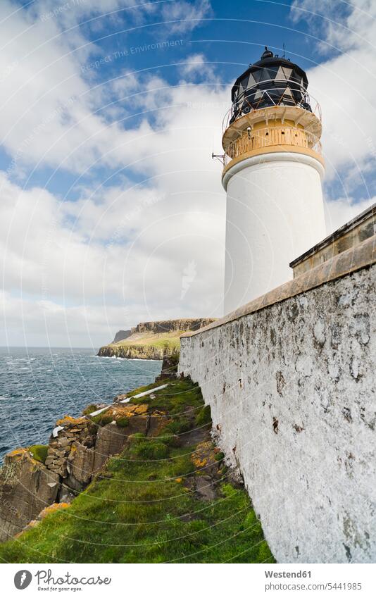 UK, Scotland, Isle of Skye, lighthouse at Neist Point nobody Part Of partial view cropped Atlantic Coast Neist Point Lighthouse sea ocean nature natural world
