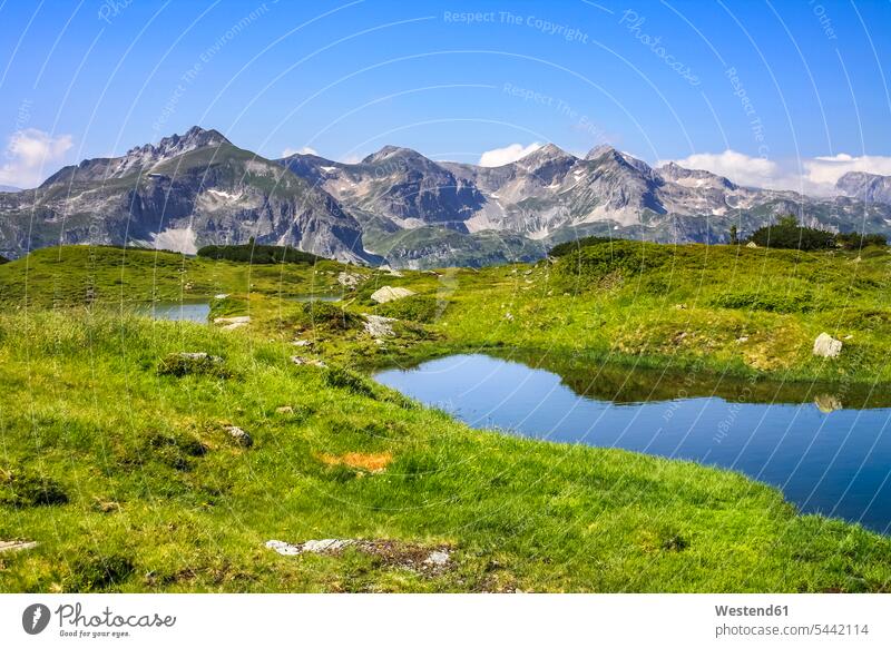 Austria, Styria, Murau district, Alps and lake in the foreground cloud clouds vastness wide Broad Far copy space wideness Meadow Meadows mountain lake