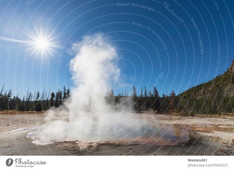 USA, Yellowstone National Park, Black Sand Basin, steaming Emerald Pool copy space day daylight shot daylight shots day shots daytime outdoors outdoor shots