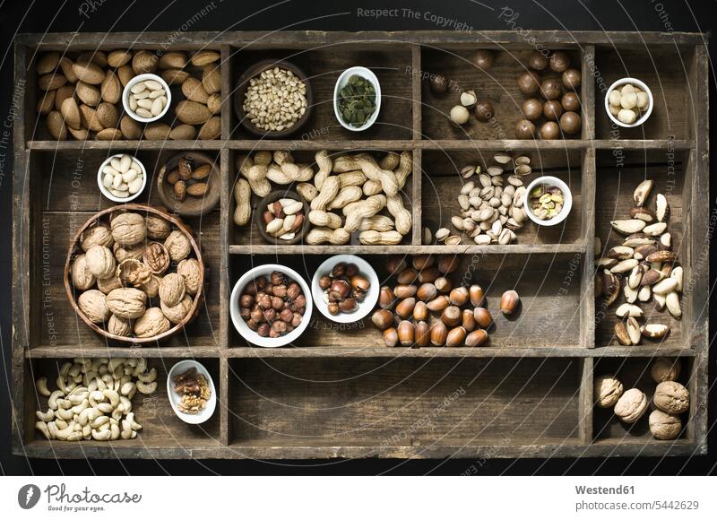 Various peeled an unpeeled nuts in in a type case nobody Almond Almonds Cashew Nut Cashews Cashew Nuts Pistachio Pistachios pistachio nut pumpkin seed
