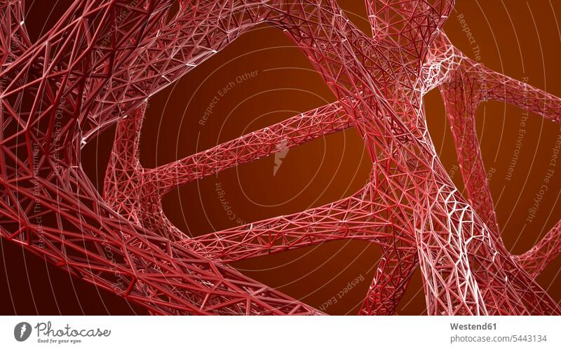Abstract organic grid structure in red, 3d rendering technology technologies engineering Networking Part Of partial view cropped abstraction network networking