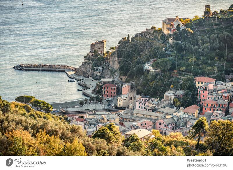Italy, Liguria, Cinque Terre, Monterosso al Mare coast coastline coast area Seacoast seaside coastal town coastal city village view townscape Mediterranean Sea