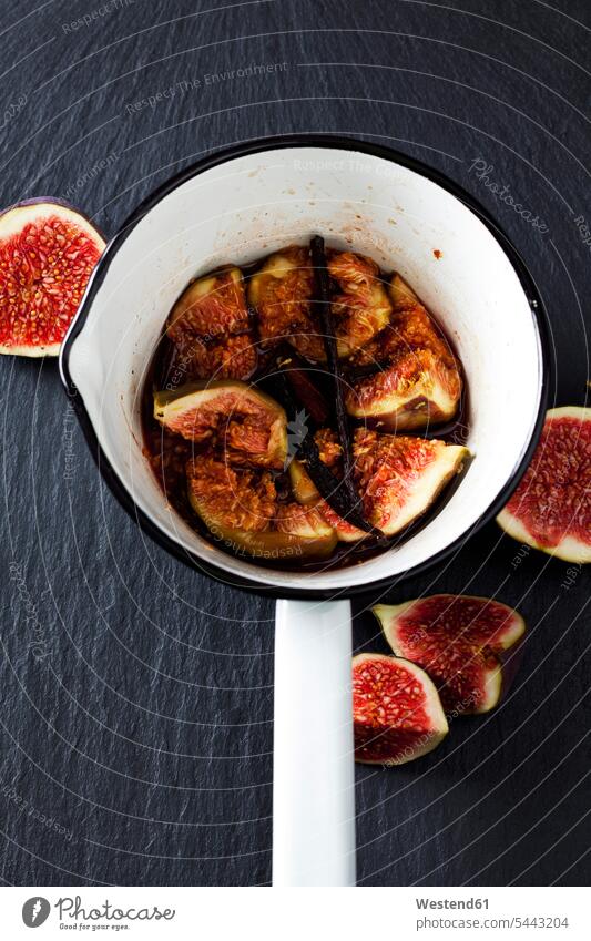 Preparing fig compote food and drink Nutrition Alimentation Food and Drinks port wine clove cloves preparation prepare preparing Part Of partial view cropped