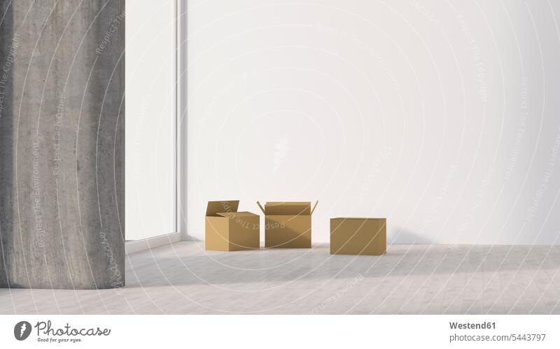Cardboard boxes in empty room Idea Ideas Change Changes Changing rooms domestic room domestic rooms moving house move Moving Home new beginning restarting