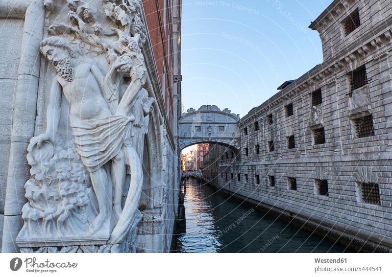 Italy, Venice, Bridge of Sighs nobody canal bridge bridges historic ancient historical landmark sight place of interest Travel destination Travel destinations