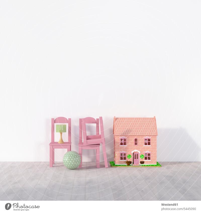 Moving house, clearing out girl's room chair chairs tidying doll house dollhouse doll's house clear out 3D Rendering 3D-Rendering Furniture Furnitures