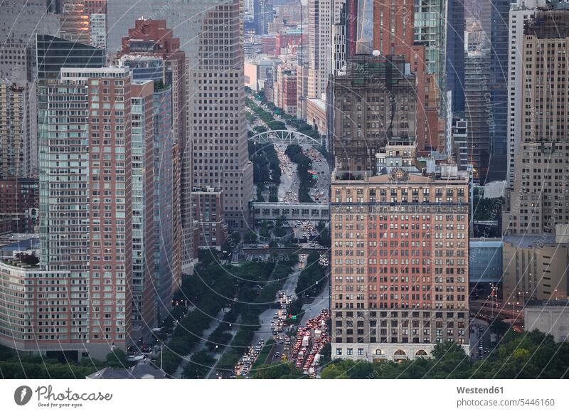 USA, New York City, traffic, aerial view urban urbanity road traffic day daylight shot daylight shots day shots daytime Part Of partial view cropped urban scene