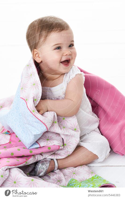 Portrait of laughing baby girl portrait portraits infants nurselings babies Laughter baby girls female people persons human being humans human beings positive