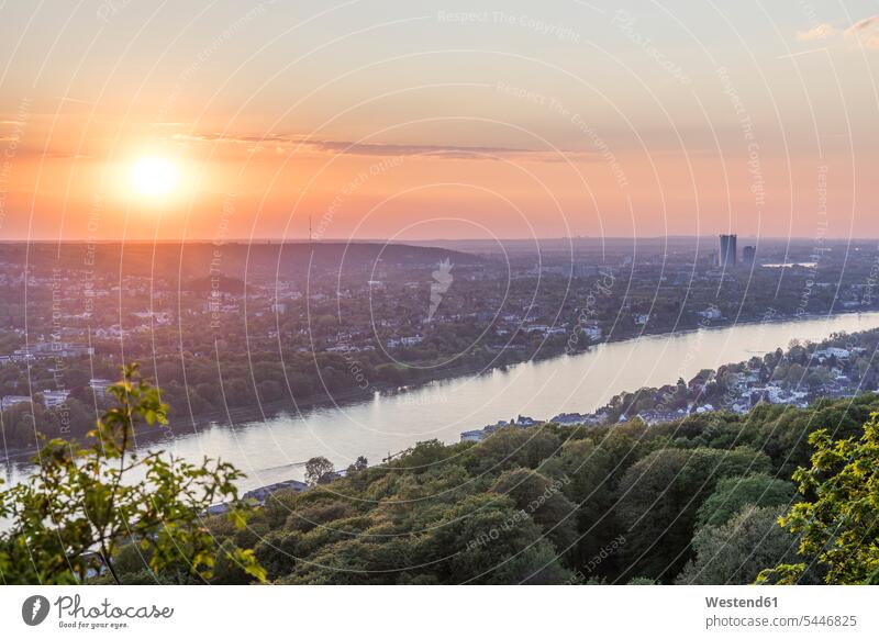 Germany, North Rhine-Westphalia, Bonn in the evening landmark sight place of interest afterglow Afterglow Vista copy space vastness wide Broad Far wideness