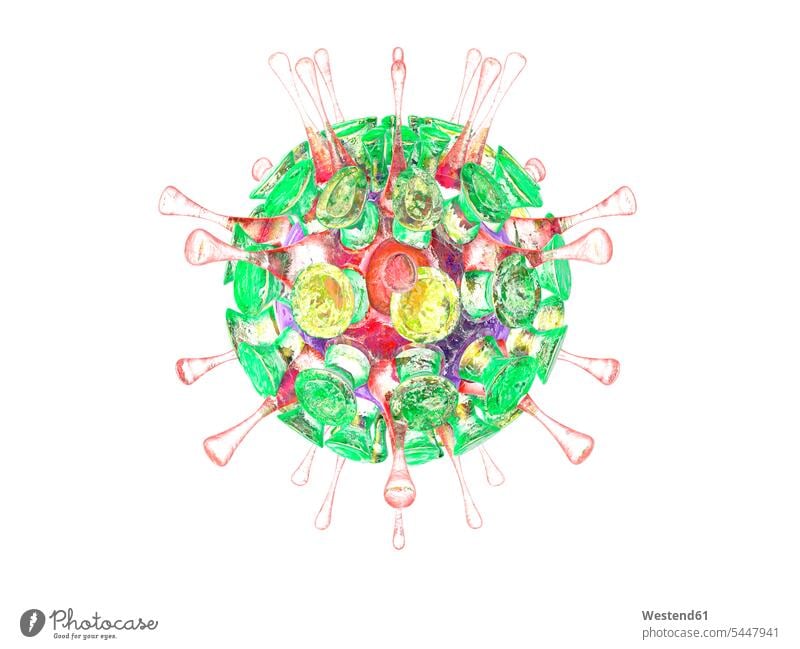 Influenza virus, 3D Rendering shape shapes viruses healthcare health-care research spherical shape spherical shapes white background Macro Macro photography