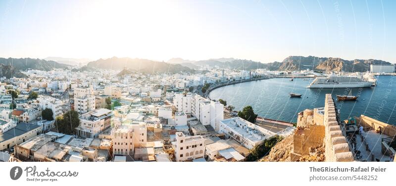 View of Muscat (Oman) from above Nutmeg Town Arabian Peninsula houses oriental ornaments Architecture Building style Tourism Day House (Residential Structure)
