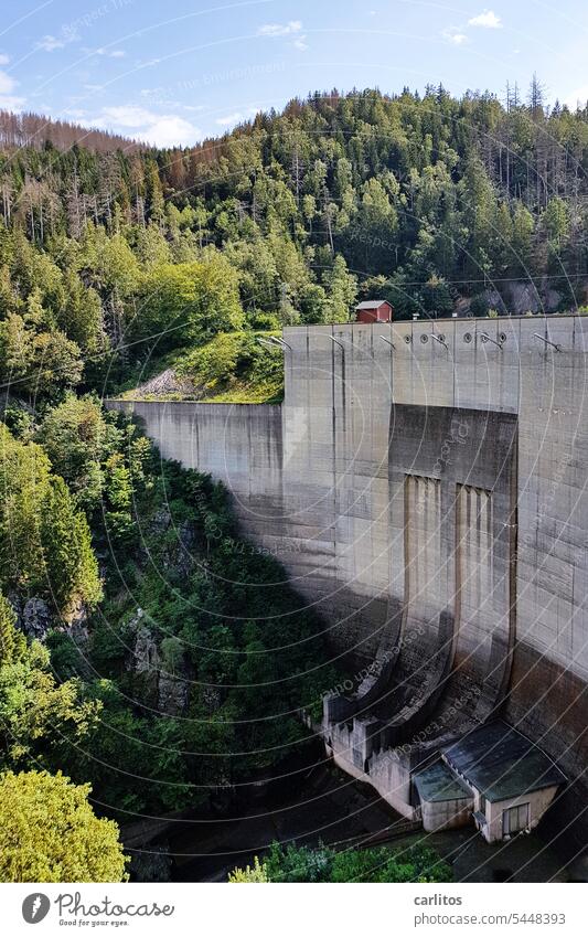 Okertalsperre | ok Harz River dam Concrete Wall (building) Architecture Manmade structures perpendicular Energy hydropower Reservoir Landscape Water Lake
