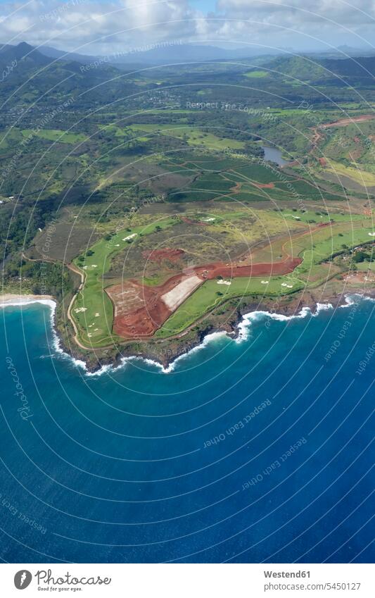 USA, Hawaii, Kauai, Southern Coast, aerial view leisure free time leisure time seafront seashore Oceanside Sea Shore nature natural world ocean vastness wide