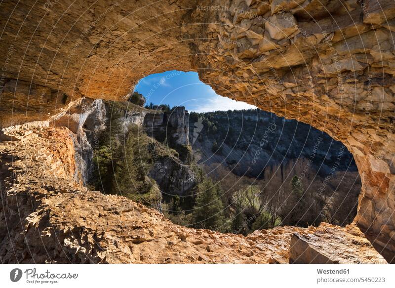 Spain, Soria, Canon del Rio Lobos Natural Park, natural hole in the rock rock formation Rock Formations rock arch rock archs landmark sight place of interest