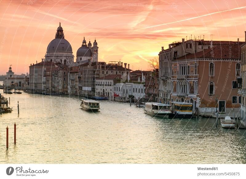 Italy, Venice, cityscape with Grand Canal in twilight ship canal tranquility tranquillity Calmness World Cultural Heritage dome cupola domes historical