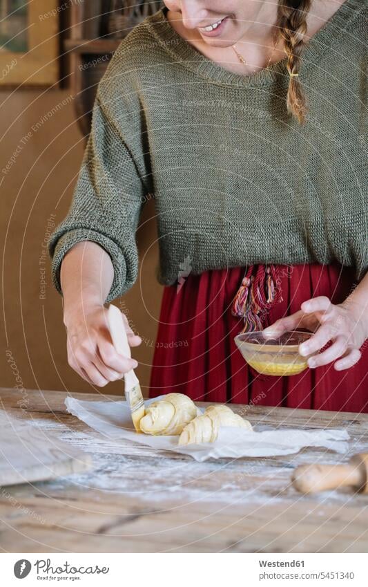 Close-up of woman preparing homemade croissants females women baking bake Croissant Croissants Cornetto Cornettos Adults grown-ups grownups adult people persons