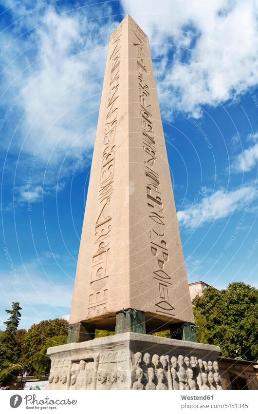 Turkey, Istanbul, Obelisk of Theodosius cloud clouds historical day daytime daylight shot day shots daylight shots stone carving history male likeness landmark