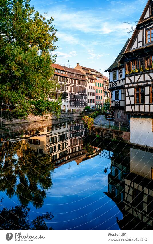 France, Strasbourg, half-timbered houses at river III cloud clouds day daylight shot daylight shots day shots daytime View Vista Look-Out outlook
