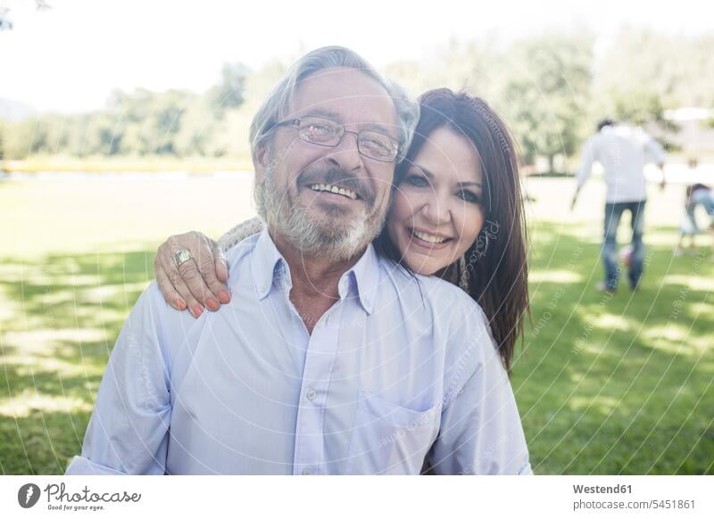 Portrait of smiling senior couple outdoors smile portrait portraits twosomes partnership couples people persons human being humans human beings elder couples