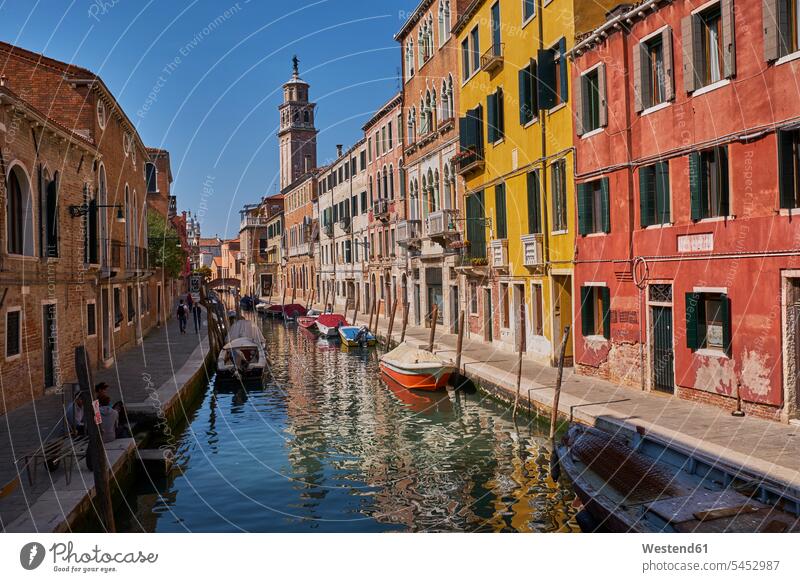 Italy, Venice, Canal in Cannaregio landmark sight place of interest historic historical ancient Incidental people People In The Background background person