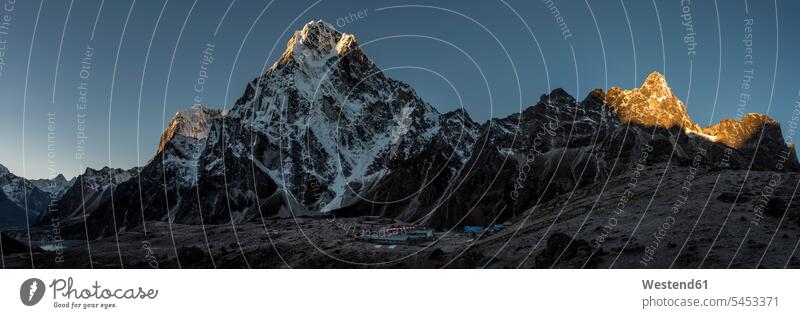 Nepal, Himalaya, Khumbu, Everest region, Cho la, Dzonglha, Cholatse peak sky skies outdoors outdoor shots location shot location shots impressive monumental