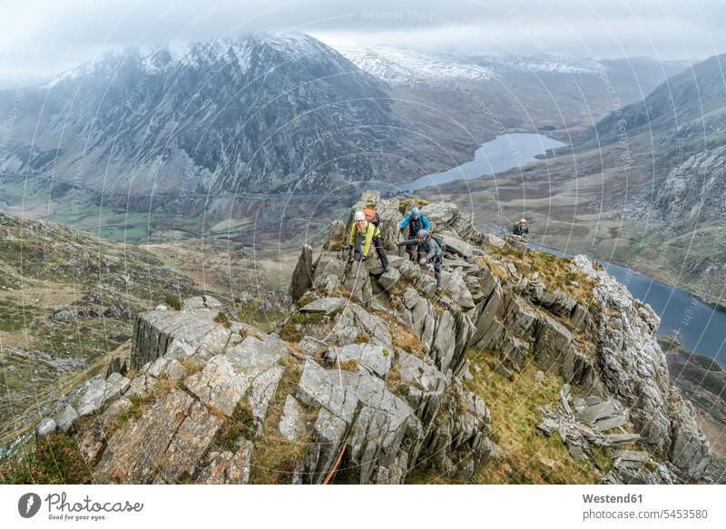 UK, North Wales, Snowdonia, Y Garn, Cwm Idwal, climbing mountaineers mountains climber alpinists climbers Mountain Climber Mountain Climbers landscape