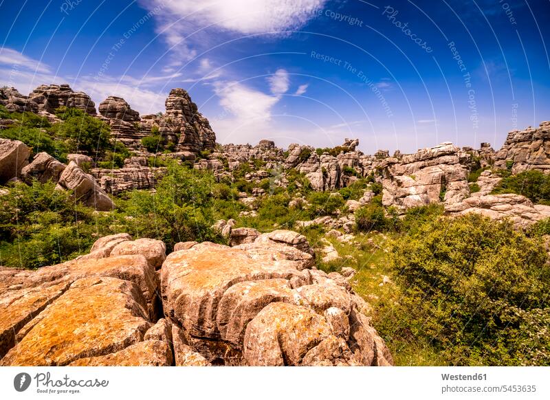 Spain, Malaga Province, El Torcal nobody elevated view High Angle View High Angle Shot tranquility tranquillity Calmness rock formation Rock Formations