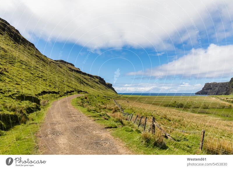 UK, Scotland, Inner Hebrides, Isle of Skye, path to Talisker Bay landscape landscapes scenery terrain West Coast Atlantic Coast outdoors outdoor shots