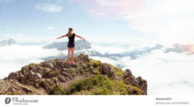 Austria, South Tyrol, hiker standing Arms outstretched outstretched arms arms out Arm Extended arms reaching out arm outstretched Outstretching Arms Freedom