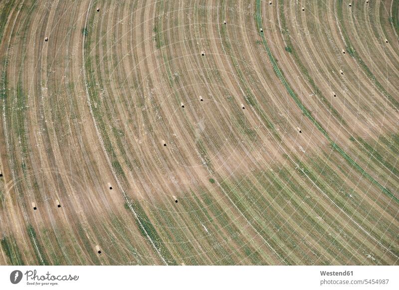 USA, Aerial photograph of contour farming after harvest in Western Nebraska structure textures structures View Vista Look-Out outlook shape shapes stripes