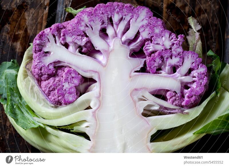 Half of purple cauliflower, close-up food and drink Nutrition Alimentation Food and Drinks stem stalk healthy eating nutrition fresh Freshly Vegetable