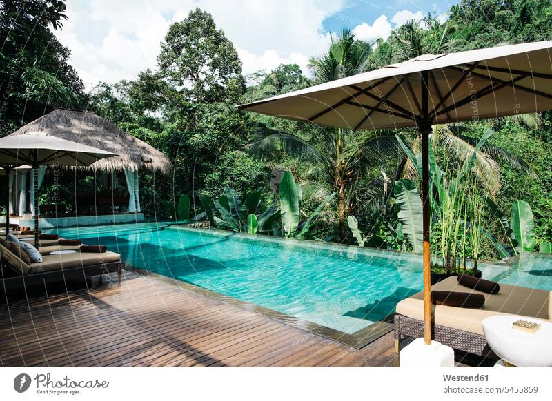 Indonesia, Bali, tropical swimming pool recreation relaxing Recreational journey travelling Journeys voyage Absence Absent Tropical Climate empty emptiness