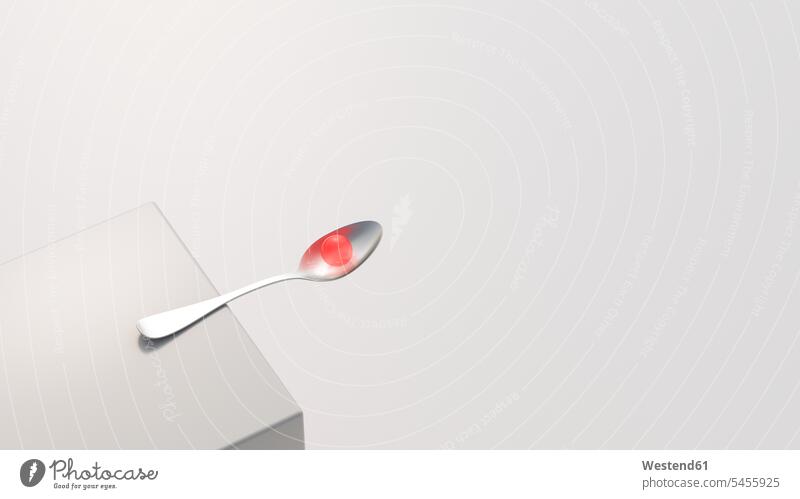 Floating spoon with red sphere, 3D Rendering Contrast contrasting opposites Contrasts three dimensional Three-Dimensional Shape 3-d balancing balance lever