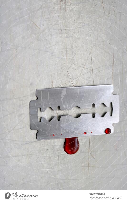 Razor blade with blood The End blood stained Violence violent brutal Brutality red injury Physical Injury injuries blades Hopelessness hopeless scratching