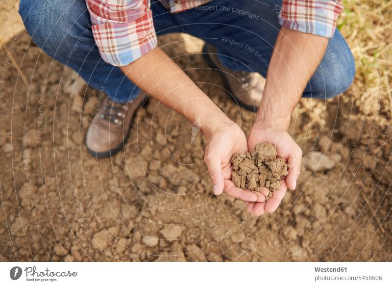 Farmer holding soil in his hands human hand human hands farmer agriculturists farmers people persons human being humans human beings agriculture checking Test