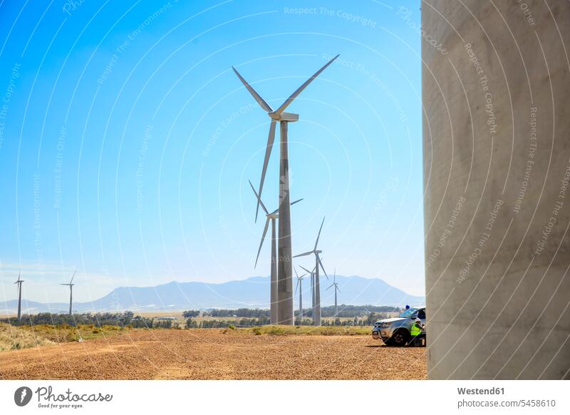 Wind farm clear sky copy space cloudless wind energy wind power environment ecology environmental investment Field Fields farmland South Africa wind power plant