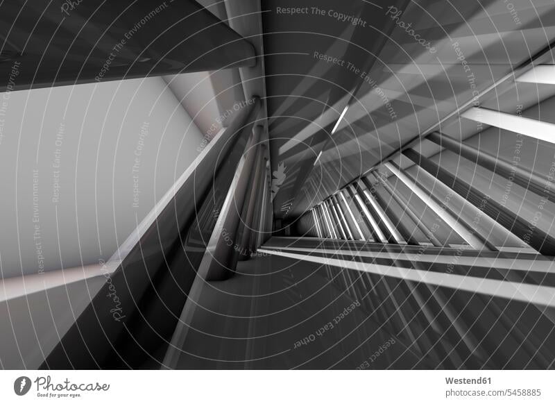 Futuristic empty room, 3D Rendering Deconstructivism emptiness Floor Floors modern architecture Contemporary Architecture Black and White bw interior