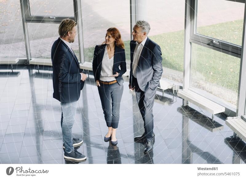 Business people talking at the window in modern office building human human being human beings humans person persons caucasian appearance caucasian ethnicity