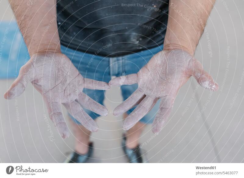Close-up of athlete with chalk in hands (value=0) human human being human beings humans person persons caucasian appearance caucasian ethnicity european 1