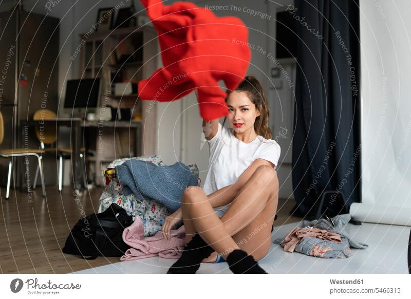 Young model in a photo studio, changing clothes caucasian caucasian ethnicity caucasian appearance european models props throwing Flexibility flexible Change