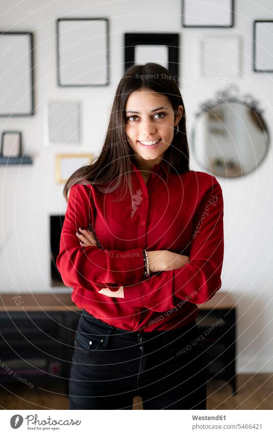 Portrait of confident young businesswoman at home human human being human beings humans person persons caucasian appearance caucasian ethnicity european 1