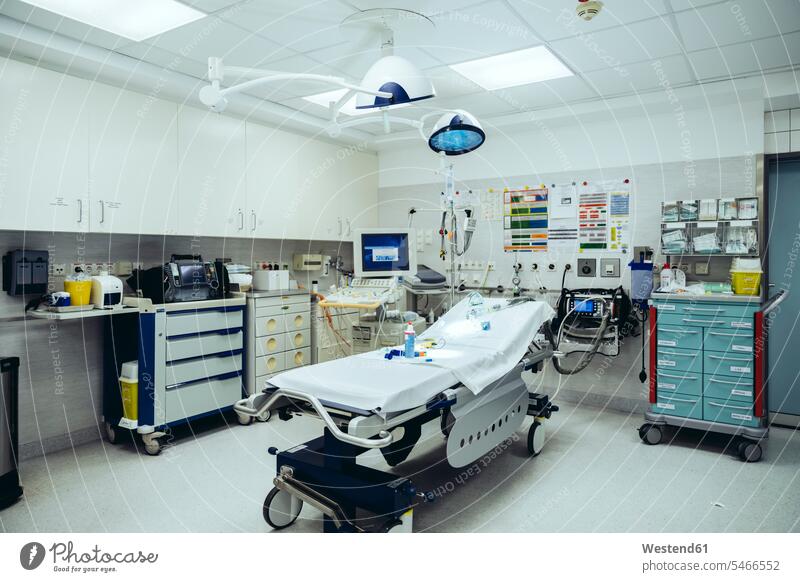 Empty trauma room prepared for Covid 19 patients in hospital emptiness healthy emergencies healthcare Healthcare And Medicines medical medicine clinic hospitals