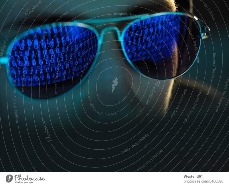 Cyber Crime, reflection in spectacles of virus hacking a computer, close up of face sunglasses sun glasses Pair Of Sunglasses crime crimes data security