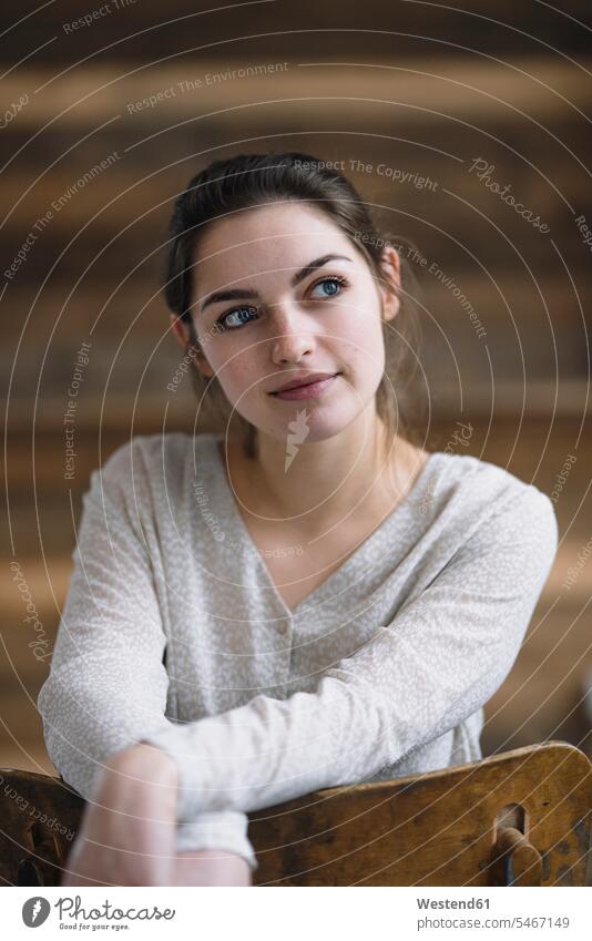 Portrait of relaxed young woman looking at distance human human being human beings humans person persons caucasian appearance caucasian ethnicity european 1
